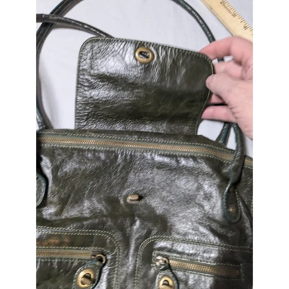 VTG ZIPPO Women Green Leather Shoulder‎ Bag